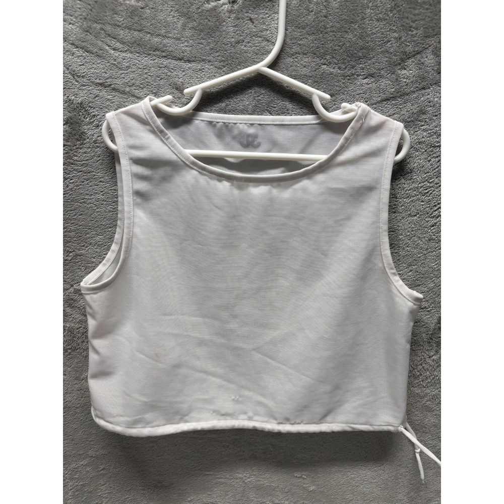 Jo+Jax Mesh Crop Dance Top Kids Youth Large 12 White Good‎ Side Cinch Activewear
